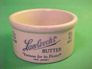 Large Vintage Salt Glaze Lambrecht Butter Crock / Butter Keeper 3 " High