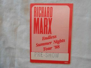Richard Marx Endless Summer Nights Tour 1988 Backstage Silk Concert Pass