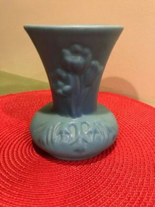 Vintage Van Briggle Art Pottery Turquoise Blue Anemone 5 " Floral Vase