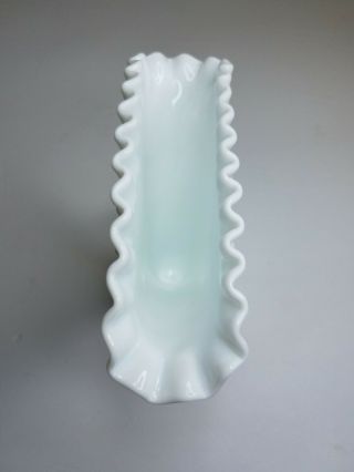 Westmoreland Milk Glass English Hobnail Fan Shaped Vase Scalloped 8 inches tall 2