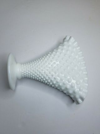 Westmoreland Milk Glass English Hobnail Fan Shaped Vase Scalloped 8 inches tall 3
