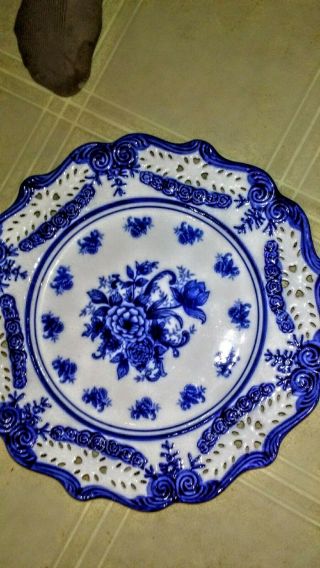 Cracker Barrel Blue And White Chop Plate (round Platter) 6678988