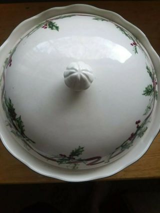 Covered Large Vegetable Serving Bowl Charter Club Winter Garland.  Holiday