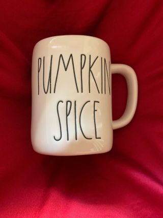 Rae Dunn “pumpkin Spice " Double Sided Heart Mug With Orange Inside