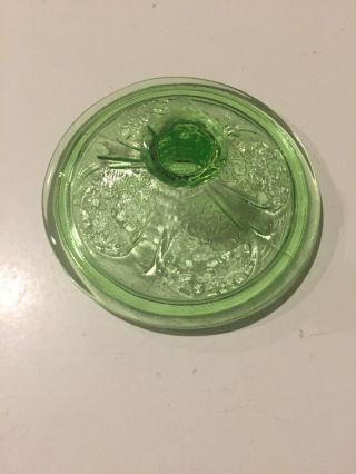 Jeannette Cherry Blossom Sugar Bowl Lid Only,  Green Depression Glass