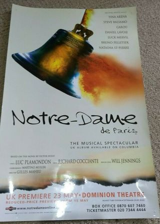 Notre Dame De Paris Stunning Rare Promo Poster For Dominion Theatre London 2000
