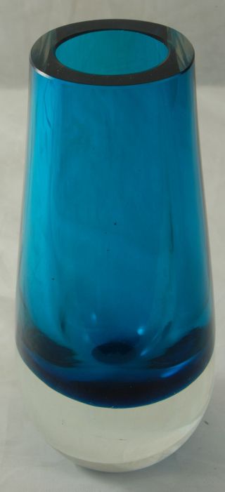 Chunky Blue and Clear Glass Vase 2