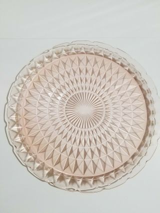 Pink Depression Glass Jeannette Windsor Cake Plate Tray Glass Serving Platter