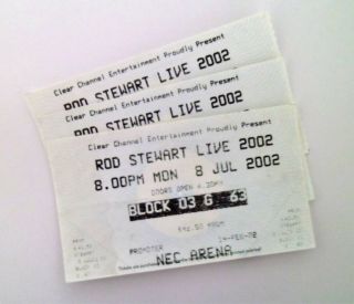 Rare Rod Stewart Memorabilia - Tickets / Stubs Nec Arena Birmingham 08/07/02
