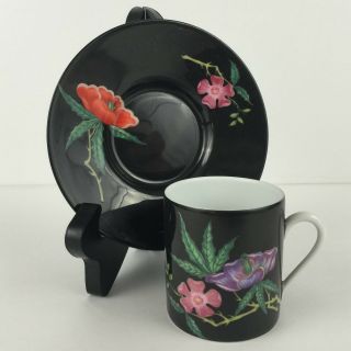 Vtg Demitasse Cup And Saucer By Ceralene Dioranoir A Raynaud Limoges France
