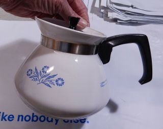 Vintage Corning Blue Cornflower Teapot 6 Cup P - 104