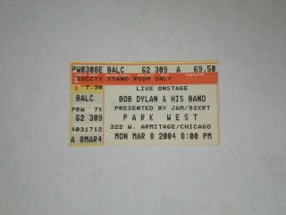 Bob Dylan Concert Ticket Stub - 2004 - Never Ending Tour - Park West - Chicago,  Il