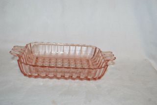 Vintage Pressed Glass Serving Bowl Dish Square Diamond Pattern W/scallop Rim