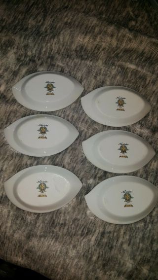6 Noritake Reina 6450 Q Butter Pats/ashtrays/tea Bag/oyster/fish Bone Plates Ln