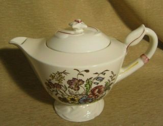 Vintage Vernon Kilns Pottery May Flower Mayflower Teapot W/lid Floral Design