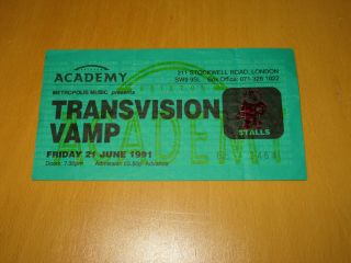 Transvision Vamp - 1991 Uk Gig Ticket Stub (a)