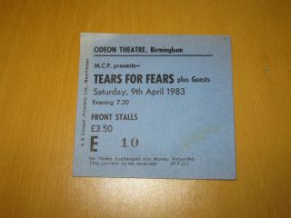 Tears For Fears - 1983 Uk Gig Ticket Stub (a)