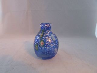 Vintage Cobalt Blue Quilt Murano Millefiori Bud Vase.  4.  1/2 