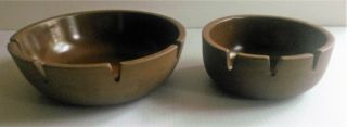 Set Of Two Mcm Edith Heath Pottery Brownstone Deep Bowl Ashtrays -