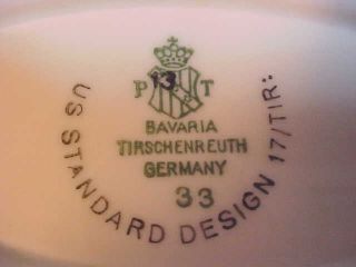 Vintage P T Tirschenreuth German Made Black Rose Designed Oval Serving Platter 7