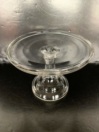Vintage Clear Glass Pedestal Cake Plate Stand 8 1/2 "
