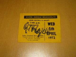 John Mayall - 1972 Signed Bournemouth Gig Ticket Stub (a)
