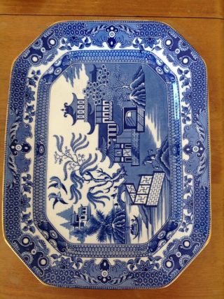 Burleigh Ware Blue Willow Serving Platter 13.  25 " X 10.  125 "
