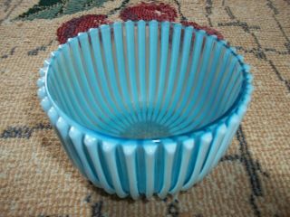 Vintage Beatty Glass Ribbed Small Serving Bowl Light Blue