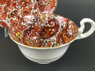vintage Radfords bone china cup & saucer PAISLEY,  orange,  England 1938 - 1957 2