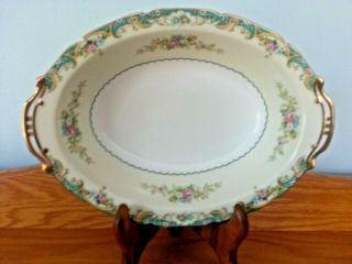 Very Rare Antique Noritake N407 Japan Oval Rimmed Serving Bowl With Handles.
