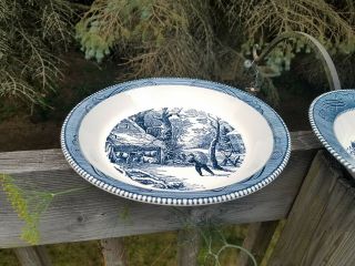 VINTAGE CURRIER & IVES PIE PLATE 10 INCH DIAMETER AND SERVING VEGGIE BOWL 9 INCH 2