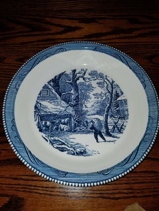 VINTAGE CURRIER & IVES PIE PLATE 10 INCH DIAMETER AND SERVING VEGGIE BOWL 9 INCH 3
