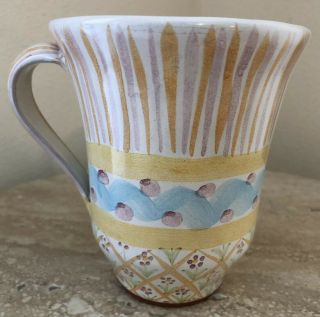 Retired Vintage Mackenzie Childs Pottery Coffee Cup Mug Pastel Colors 1989