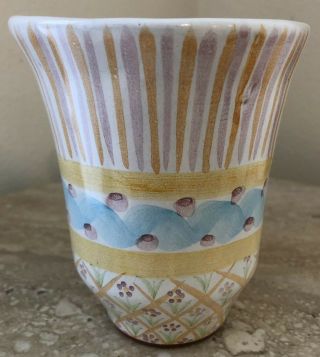 Retired Vintage MACKENZIE CHILDS Pottery Coffee Cup Mug Pastel Colors 1989 3