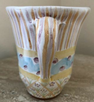 Retired Vintage MACKENZIE CHILDS Pottery Coffee Cup Mug Pastel Colors 1989 4