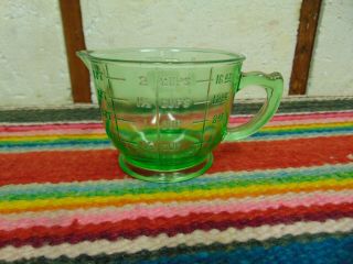 Vintage Green Depression Glass 2 Cup Measuring And Mixing Cup