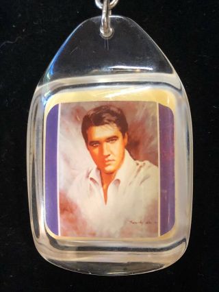 Vintage 1979 Elvis Presley Lucite Keychain Memorabilia Souvenir Poly Quartz Inc