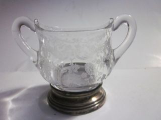 Vintage Cambridge Chantilly Sugar Bowl With Sterling Silver Base