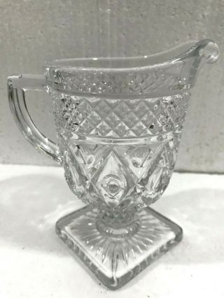 Imperial Cape Cod Square Footed Creamer Diamond Point Stem Exc