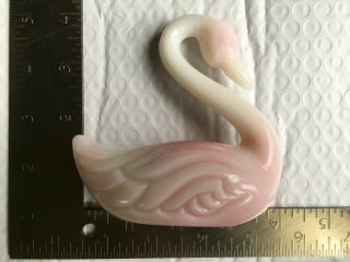 Vintage Fenton Art Glass Swan Goose Bird Figurine Figure - Rosaline Pink White