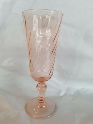 Set of 4 Vintage Arcoroc France Rosaline Pink Swirl Champagne Glasses 2