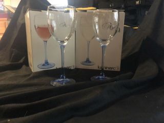 4 Luminarc Azur 16 Oz Light Blue Stem Water/ Wine Glasses Nib Set 8