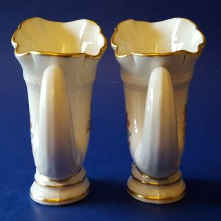 Set of 2 Vintage ‘Lenox Rose’ 70/MR50 Horn of Plenty Porcelain Vases.  Cornucopia 5