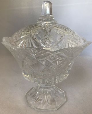 Vintage Brilliant Cut Glass Crystal Candy Dish With Lid Heavy Made In France