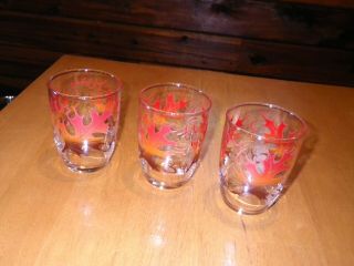 Vintage Libbey Glass Fall Leaves Tumblers 8 oz.  Set of 3 Cocktails Juice Whiskey 3