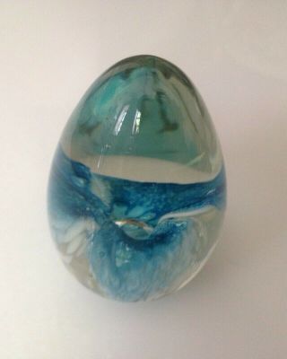 Msh Ash Art Glass Egg Shaped Paperweight Signed,  1989,  Mt St Helens Ash