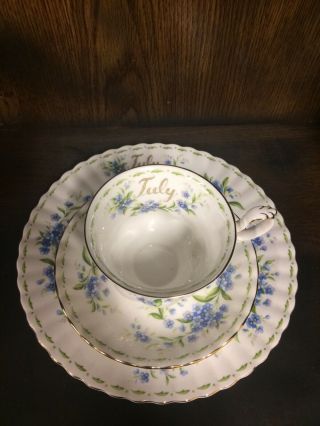 Royal Albert Flower Of The Month July Cup,  Saucer,  And Dessert Plate 1970 4