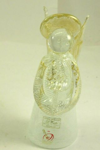 Blown Glass Angel,  6 Inches Tall,  Marked Murano