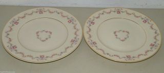 2 Syracuse China Old Ivory Arcadia Pink Floral Luncheon Dinner Plate 15945