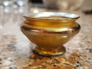L C T Louis Comfort Tiffany Favrile Gold Iridescent Art Glass Small Bowl As - Is